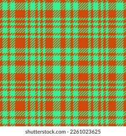 Fondo de patrón de tejido. Compruebe el tejido sin fisuras. Plantar el vector tartán de textura en colores verde y naranja.