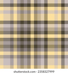 Fabric pattern background of check tartan seamless with a texture plaid vector textile in grey and amber colors.