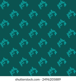 Fabric Pattern, Background Dark green, Long green creeping leaves, Seamless.
