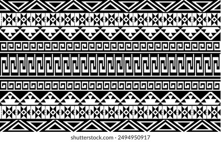 Fabric Pattern, Background Designs Back and White, Aztec Geometric shapes, Seamless.