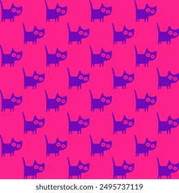 Fabric Pattern, Background Pattern Pink, Purple cat Seamless.