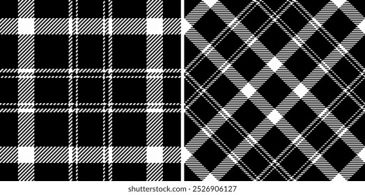 Fabric pattern background of plaid texture seamless with a tartan textile check vector. Set in monochrome colours. Flannel shirt outfit ideas.