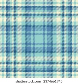Fabric pattern background of texture seamless plaid with a check tartan textile vector in light and cyan colors.