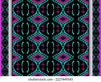 Fabric pattern, black, green, pink, geometric graphics