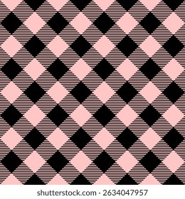 Padrão de tecido, padrão quadriculado preto e rosa, papel de embrulho para presente, padrão sem emenda 