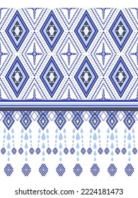 Stoffmuster blauer geometrischer Hintergrund mexicischer Vorhangmuster