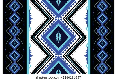Stoffmuster blaue Streifen schneiden blaue Thai Native traditionelle ethnische nahtlose Muster Design für Hintergrund, Teppich, Tapete, Kleidung, Umhüllung, Papier, Batik Vektorgrafik Stickereien s