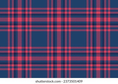 Fabric pattern check of plaid vector seamless with a background textile tartan texture in blue and red colors.