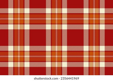 Fabric pattern check of tartan background vector with a textile plaid seamless texture in red and light colors.