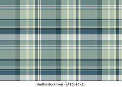 Fabric pattern check of textile seamless tartan with a plaid background vector texture in pastel and cyan colors.