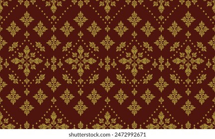 a fabric pattern composed of flowers designs and red background.Ideal for use in fashion, upholstery, and home decor,making it perfect for digital or printed projects that require a fabric motif.
