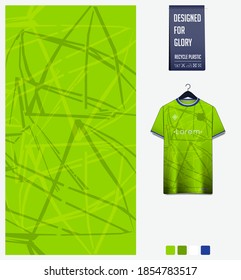 Fabric pattern design. Abstract pattern on green background for soccer jersey, football kit, bicycle, e-sport, basketball, sports uniform, t-shirt mockup template. Abstract sport background. Vector