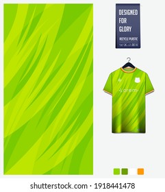 Fabric pattern design. Abstract pattern on green gradient background for soccer jersey, football kit, bicycle, e-sport, basketball, sports uniform, t-shirt mockup template. Abstract background. Vector