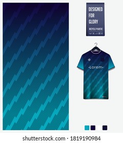 Fabric pattern design. Blue gradient geometry shape textile pattern.Soccer jersey, football kit, bicycle, e-sport, basketball or sports uniform.T-shirt mockup template. Abstract background. Vector