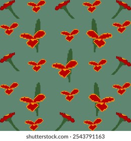 fabric pattern design
ethnic fabric pattern
red and green fabric pattern
red flower
Textile business
cushion cover
ethnic geometry
Pixel Art