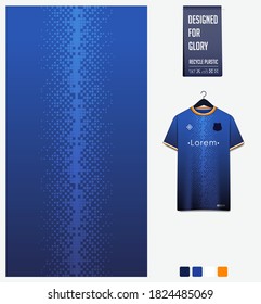 Fabric pattern design. Geometry pattern on blue background for soccer jersey, football kit, bicycle, e-sport, basketball, sports uniform, t-shirt mockup template. Abstract sport background. Vector.