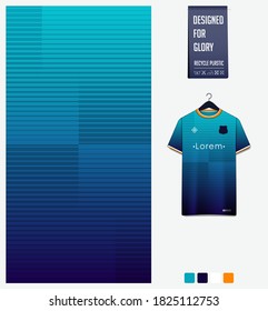 Fabric pattern design. Geometry pattern on blue background for soccer jersey, football kit, bicycle, e-sport, basketball, sports uniform, t-shirt mockup template. Abstract sport background. Vector.