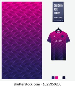 Diseño de patrones de tejido. Patrón de geometría sobre fondo rosado para la camiseta de fútbol, kit de fútbol, bicicleta, e-sport, baloncesto, uniforme deportivo, plantilla de maqueta de camisetas. Resumen de antecedentes deportivos. Vector.