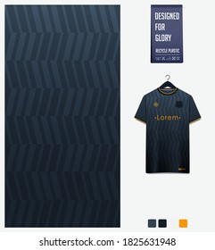 Fabric pattern design. Geometry pattern on black background for soccer jersey, football kit, bicycle, e-sport, basketball, sports uniform, t-shirt mockup template. Abstract sport background. Vector.