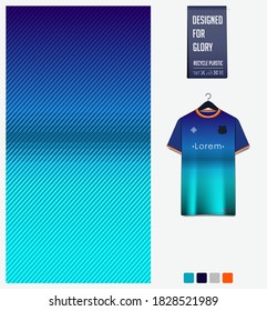 Fabric pattern design. Geometry pattern on blue background for soccer jersey, football kit, bicycle, e-sport, basketball, sports uniform, t-shirt mockup template. Abstract sport background. Vector.