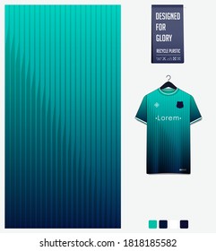 Fabric pattern design. Green gradient geometry shape textile pattern.Soccer jersey, football kit, bicycle, e-sport, basketball or sports uniform.T-shirt mockup template. Abstract background. Vector