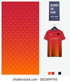 Diseño de patrones de tejido. Geometría de gradiente anaranjado patrón textil.Jersey de fútbol, equipo de fútbol, bicicleta, carreras, e-sport, baloncesto, uniforme deportivo.Modelo de mockup de camisetas. Antecedentes abstractos. Vector. 