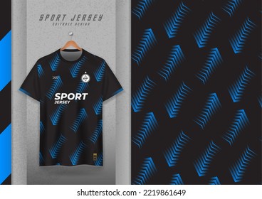 Fabric pattern design for sports t-shirts, soccer jerseys, running jerseys, jerseys, workout jerseys. black with blue stripes