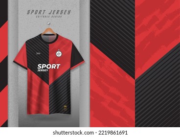 Fabric pattern design for sports t-shirts, soccer jerseys, running jerseys, jerseys, workout jerseys, black and red stripes.