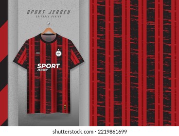 Diseño de patrones de tela para camisetas deportivas, camisetas de fútbol, camisetas de correr, camisetas atléticas, rayas negras y rojas.