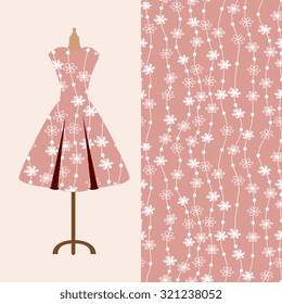 Fabric pattern design for a woman's dress. Perfect for printing on fabric or paper.