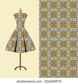 Fabric pattern design for a woman's dress. Perfect for printing on fabric or paper.