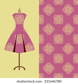 Fabric pattern design for a woman's dress. Perfect for printing on fabric or paper.