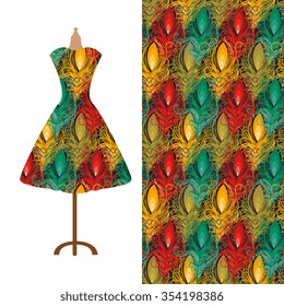 Fabric pattern design for a woman's dress. Perfect for printing on fabric or paper.