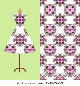 Fabric pattern design for a woman's dress. Perfect for printing on fabric or paper.