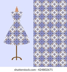 Fabric pattern design for a woman's dress. Perfect for printing on fabric or paper.
