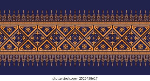 A fabric pattern designed for a variety of uses, created using geometric shapes and flowers as simple and beautiful elements, seamless for woven fabrics, cold cuts, backgrounds.