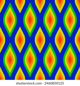 Stoffmuster Rautenform bunt mit blauem Hintergrund