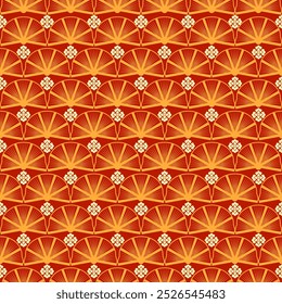 fabric pattern fan gold and plum blossom line style