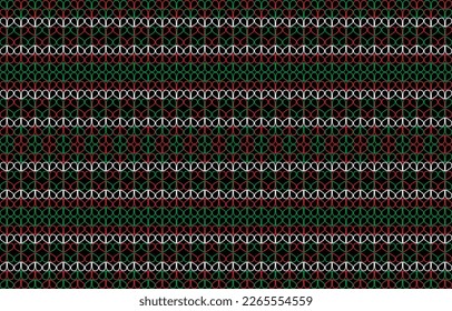 Fabric pattern, flower petal pattern alternating with green and red, dominated by white as a fringe