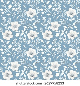 Patrón de tela, flores, blanco, azul, patrón de Fondo de pantalla