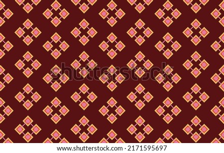 Fabric pattern, flowers, yellow, pink, stitched together, pattern style on a dark red background for clothes, wallpaper.