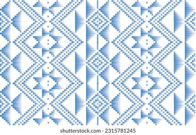 Stoffmuster, geometrisch, blau, auf weißem Hintergrund