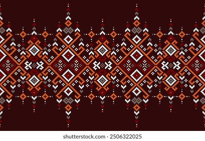  fabric pattern geometric design inspired by traditional ethnic textiles. Design is simple, with a basic motif of shapes. Pattern is fabric applications, such as clothing, home decor, and accessories.