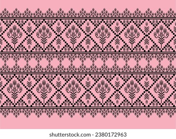 Patrón de tejido cuadrado geométrico étnico tradicional abstracto ikat floral naturaleza negro patrón sin soldadura fondo fondo fondo de fondo ilustración decorativo impresión textil estilo vintage retro