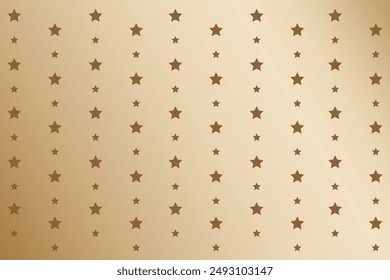 Fabric pattern or gift wrapping paper pattern in the shape of a brown star on a gold background.
