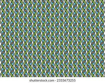 Fabric pattern graphic blue green geometric abstract tribal vector illustrated background wallpaper textile print retro decor vintage classic tiled rug