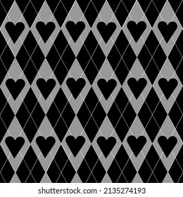 Fabric Pattern Heart-shaped square grid plaid pattern for clothing or any item. You want and print on a black and gray tablecloth or sweater.
