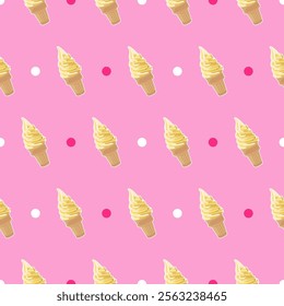 Fabric pattern: ice cream and circles