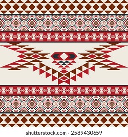 Fabric pattern native american design geometric pattern navajo , boho , american indian style pattern seamless vector for fabric patterns, curtains or home decorations.