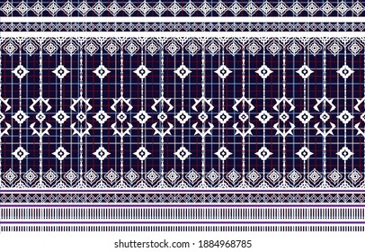 Fabric pattern patterns On blue background EP.10. Used to decorate clothes, book covers, posters, advertisements, etc.